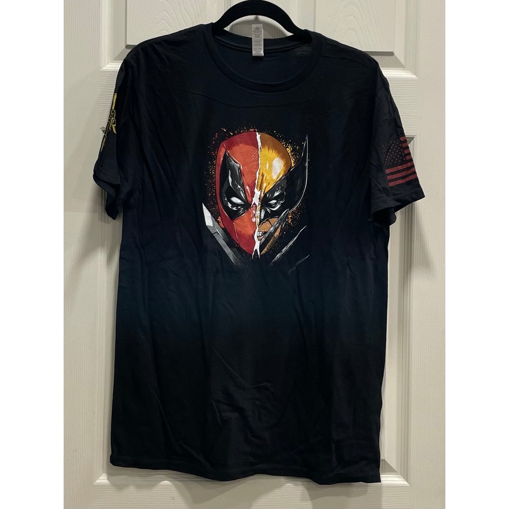 NWOT Warrior 12 Deadpool Wolverine Graphic T-Shirt Mens Medium Black Marvel